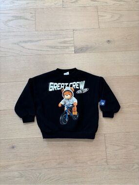 Zara kid black bear print sweatshirt, size 4Y
